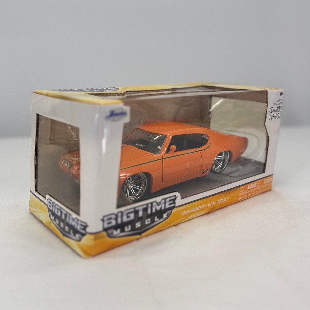 Jada Bigtime Muscle 1969 Pontiac GTO Judge Orange 1:24 Die Cast Car 90060 - Picture 9 of 14